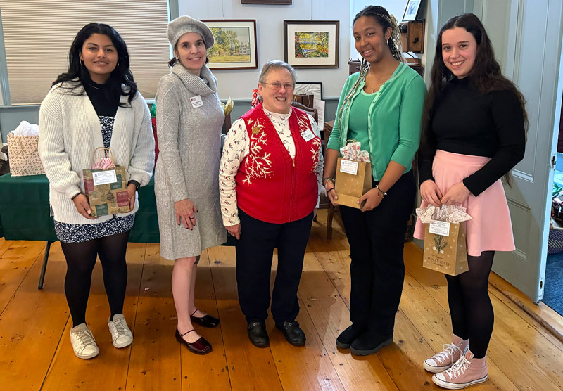 Aavarika is pictured with chapter regent Pamela Lee (in hat), chapter Good Citizens Chair Pat McCabe, Aavariki as a young childCaroline McMahon from Sunapee, and Jennette Davis from Hanover.