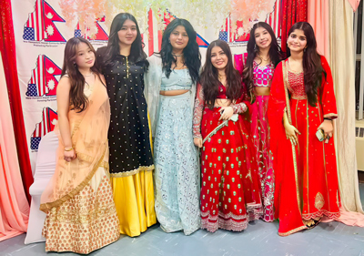 Nepali New Year get-together with fellow Nepali youth. Left to right: Suvana Rai, Deepasha Giri,Aavarika Niroula, Dina Adhikari, Shreela Kadariya, and Nistha Prasai.