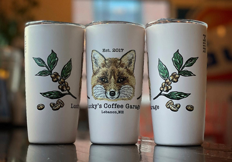 You can buy a reusable mug or bring your own to Lucky’s Coffee Garage, or participate in their Huskee Swap program!