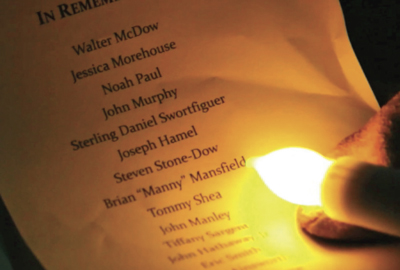 Reading the list of names at the 2023 vigil.