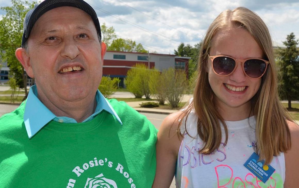 Robert Plante and Rosie, who was diagnosed with CF at two weeks old, at the CF Walkathon in Lebanon