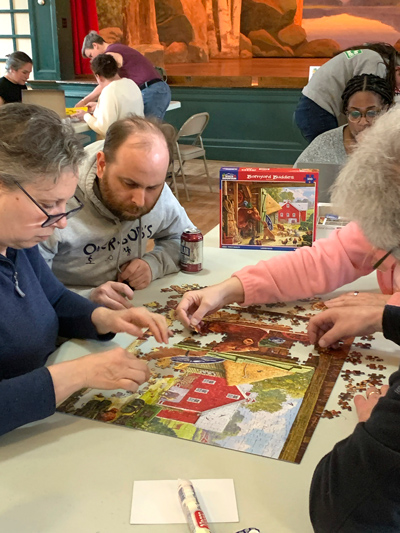 Patrick and Lisa puzzling